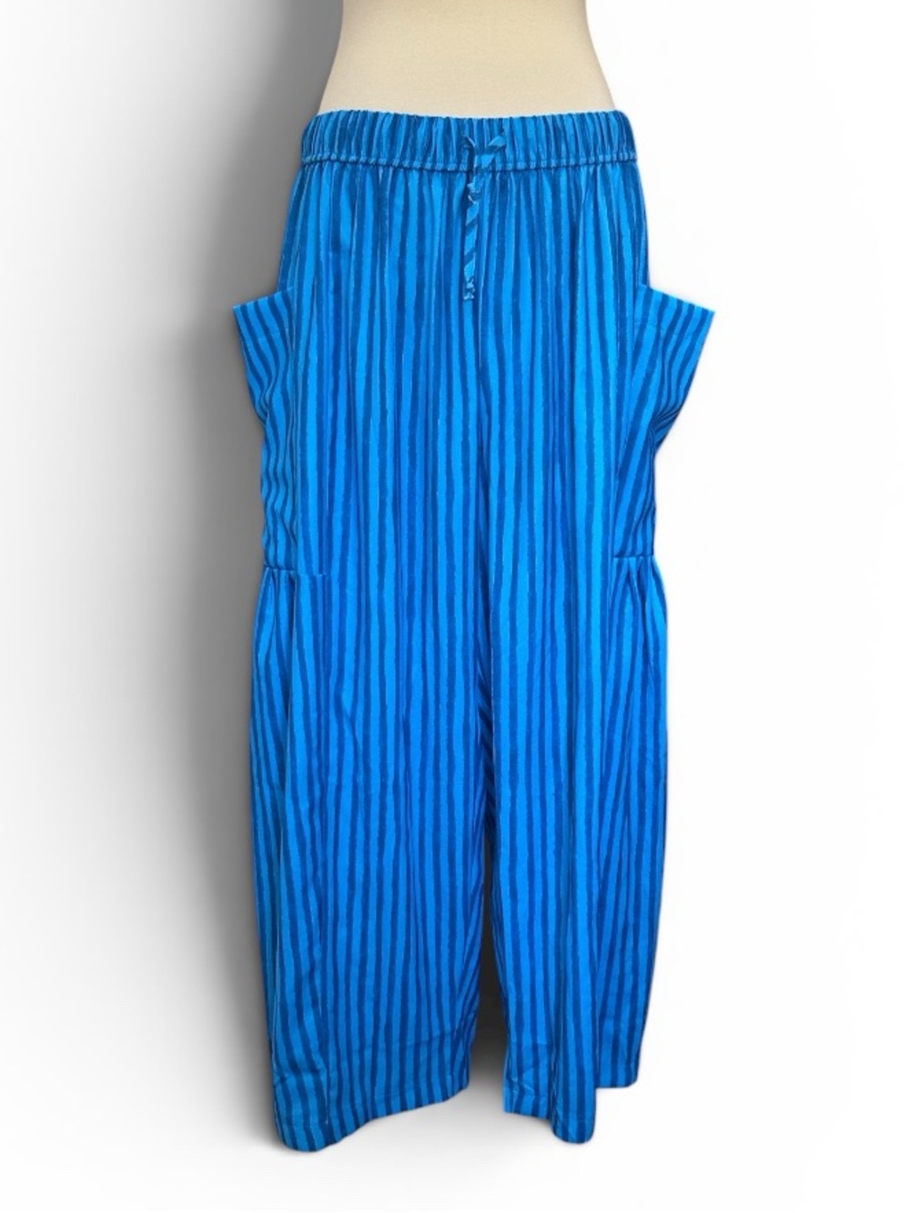 Bright Blue Wide-Leg Striped Pants #469